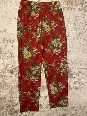 Talbots Red Floral Pull-On Skinny Pants